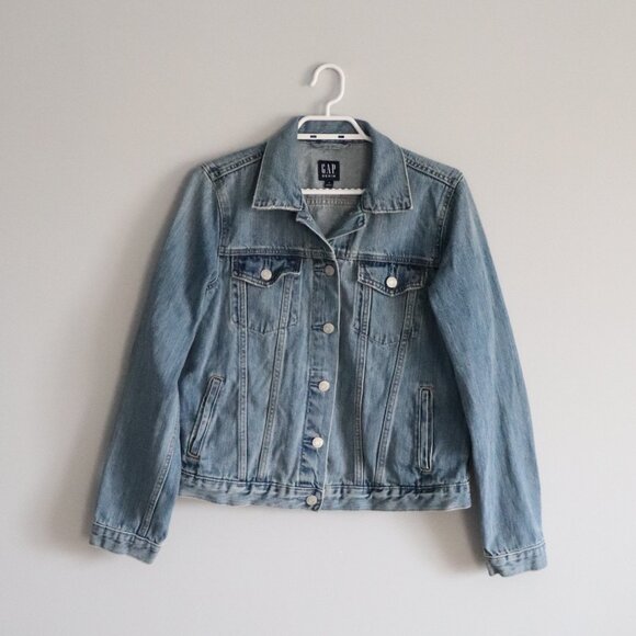 GAP Women's Blue Sz M Icon Medium Wash Buttoned Casual Long Sleeve Denim Jacket - Picture 1 of 11
